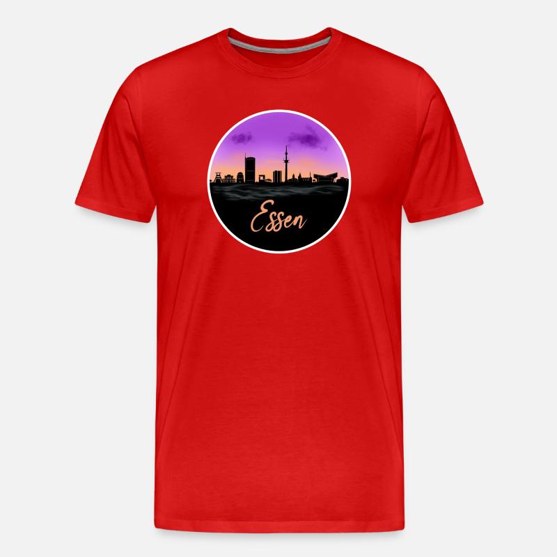 Essen Fine Skyline - Männer Premium Bio T-Shirt - Rot