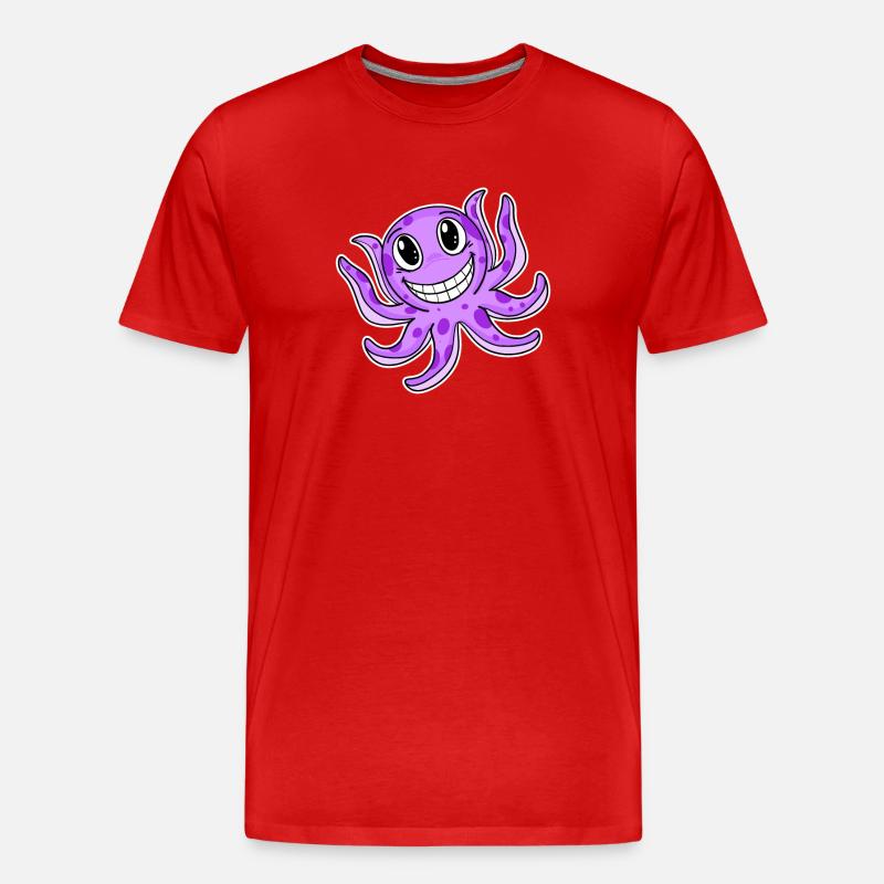 Krake Tintenfisch - Männer Premium Bio T-Shirt - Rot