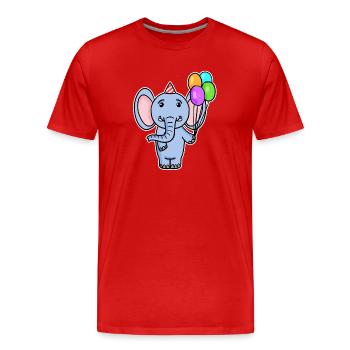 Ballon d’anniversaire d’éléphant - T-shirt bio Premium Homme - rouge - Devant - Damien (186cm)