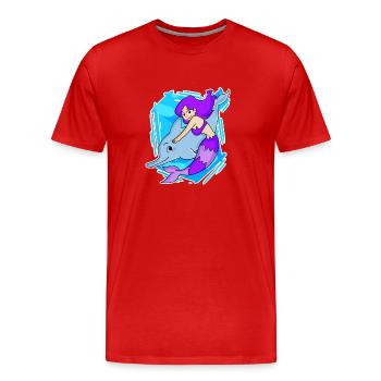 Meerjungfrau - Männer Premium Bio T-Shirt - Rot - Vorne - Damien (186cm)