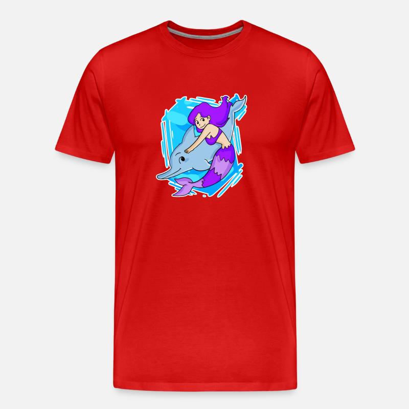 Meerjungfrau - Männer Premium Bio T-Shirt - Rot
