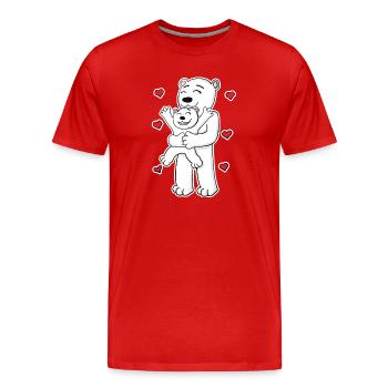 Famille d’ours polaires - Ours polaire avec bébé - T-shirt bio Premium Homme - rouge - Devant - Damien (186cm)