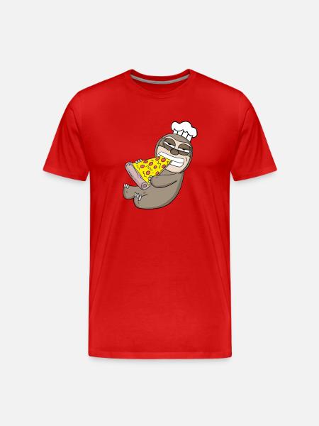 Gourmet Sloth Pizza - Men's Premium Organic T-Shirt - red