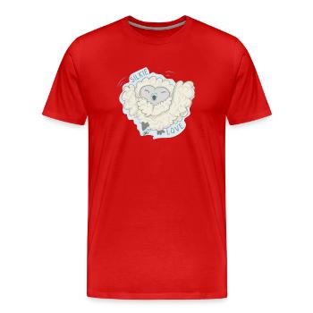 Lioba silk chicken, hooray - Men's Premium Organic T-Shirt - red - Front - Damien (186cm)