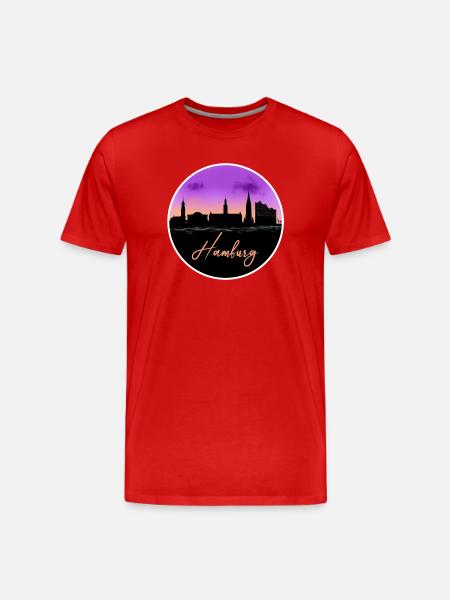 Hamburg Fine Skyline - Men's Premium Organic T-Shirt - red
