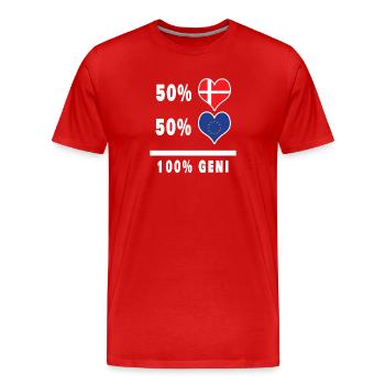 Europe et Danemark 100% drapeau de génie - T-shirt bio Premium Homme - rouge - Devant - Damien (186cm)
