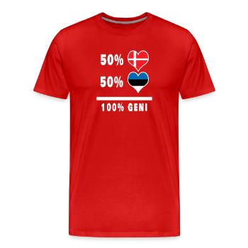Estonie et Danemark 100% drapeau de génie - T-shirt bio Premium Homme - rouge - Devant - Damien (186cm)