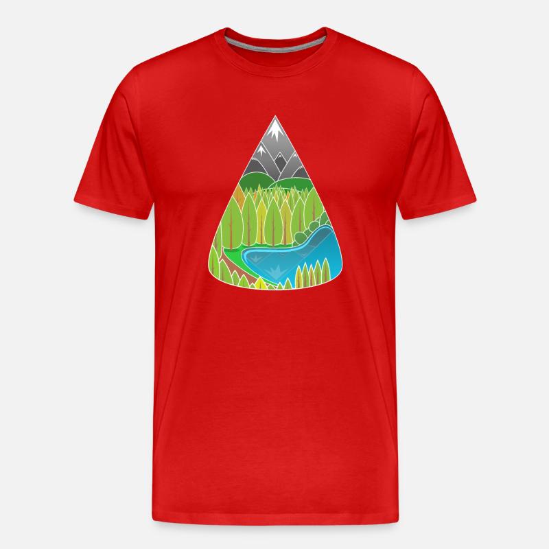 Alpen Bergsee Waldzauber - Männer Premium Bio T-Shirt - Rot