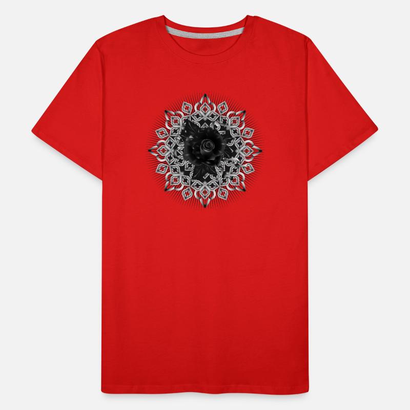 Gothic rosette ornament with black rose Men's Premium Organic T-Shirt