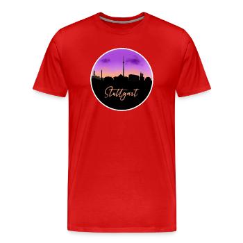 Stuttgart Fine Skyline - T-shirt bio Premium Homme - rouge - Devant - Damien (186cm)