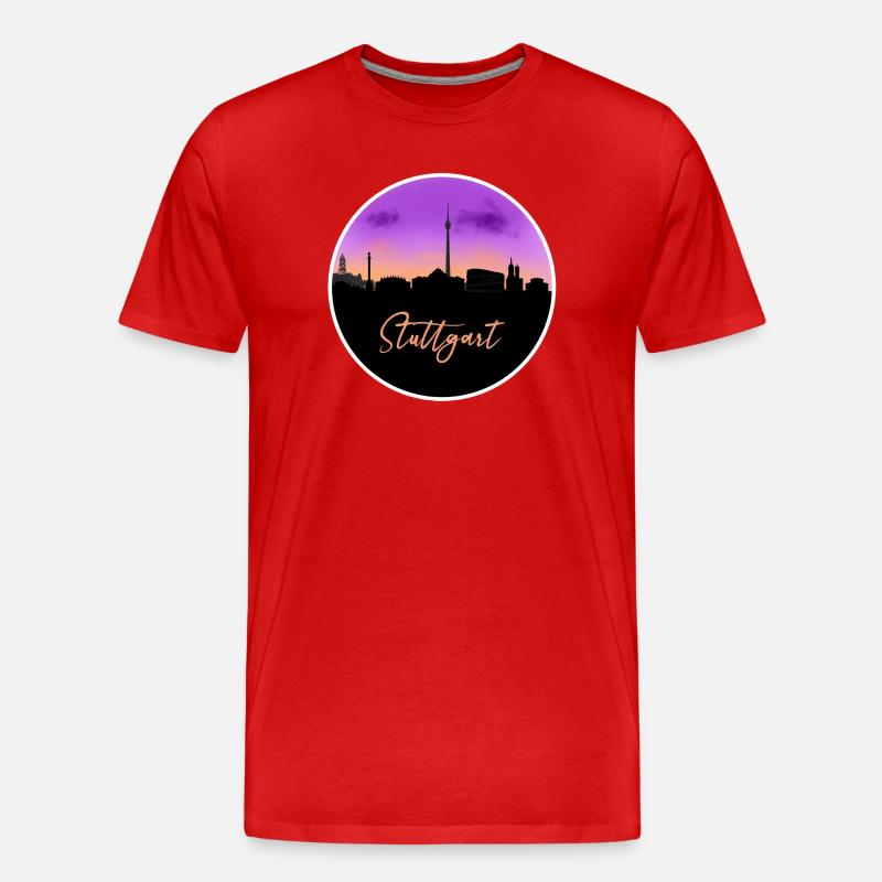 Stuttgart Fine Skyline - Männer Premium Bio T-Shirt - Rot