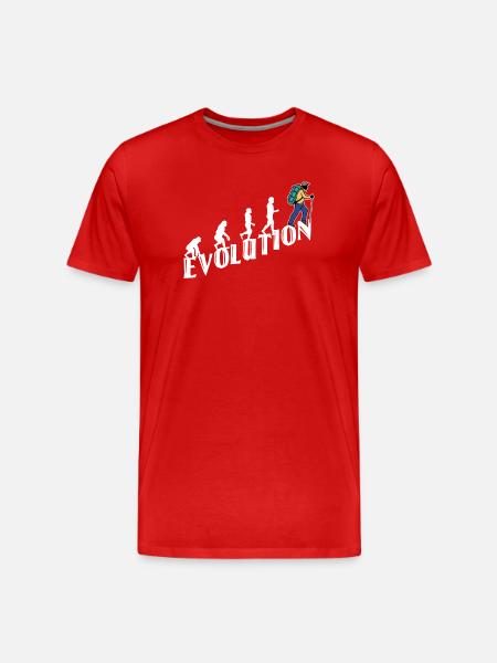 Evolution Wanderer Wandern Wanderung Bergwanderung - Männer Premium Bio T-Shirt - Rot