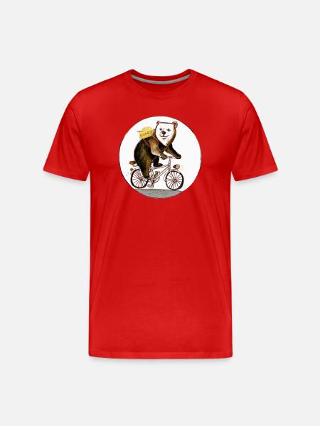 Bear on an old bicycle - Men's Premium Organic T-Shirt - red