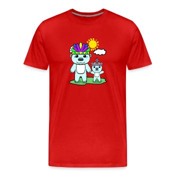 Famille d’ours polaires - Ours polaire avec bébé - T-shirt bio Premium Homme - rouge - Devant - Damien (186cm)