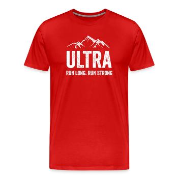 Ultra Running - Run Long. Courez fort. - T-shirt bio Premium Homme - rouge - Devant - Damien (186cm)
