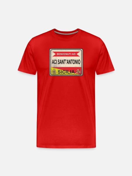 Sicilia Aci Sant'Antonio maglietta idea regalo - Maglietta ecologica premium da uomo - rosso