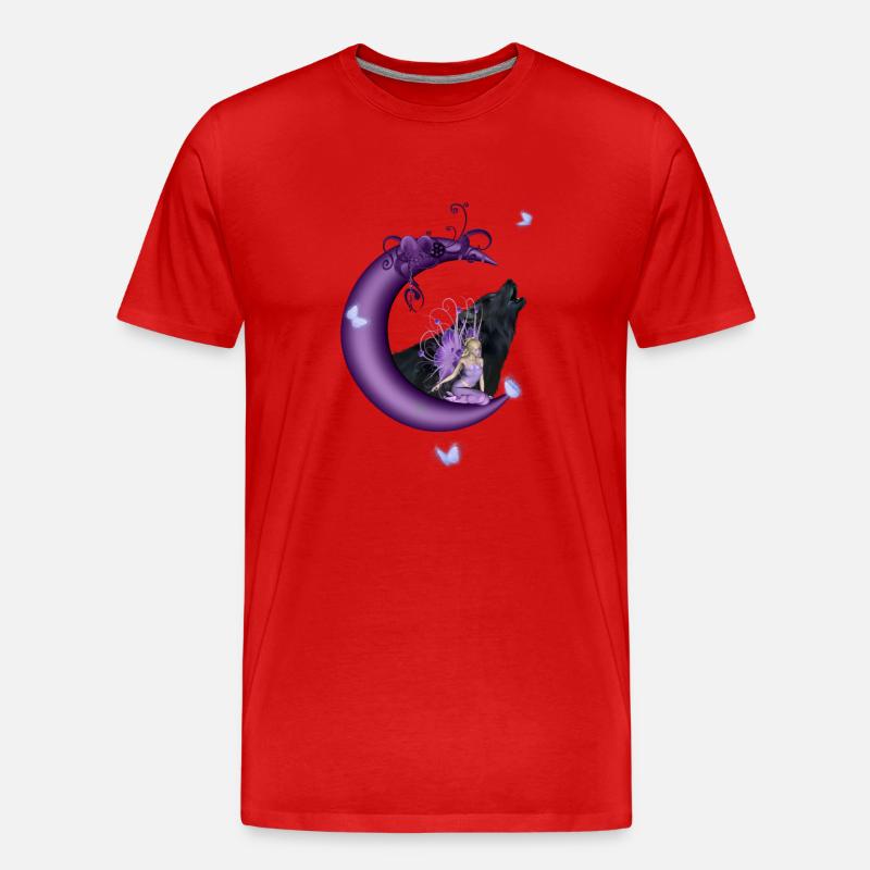 Fee auf dem Mond - Männer Premium Bio T-Shirt - Rot