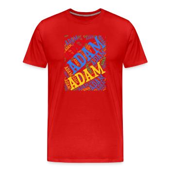 Adam t-shirt nuage de mots t-shirt idée cadeau - T-shirt bio Premium Homme - rouge - Devant - Damien (186cm)