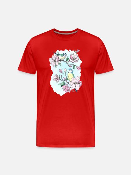 Bleu et magnolias - T-shirt bio Premium Homme - rouge