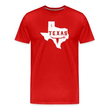 Texas Totenkopf Longhorn Vintage - Männer Premium Bio T-Shirt - Rot - Vorne - Damien (186cm)