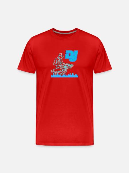 Urbaner DJ Skyline Turntable - Männer Premium Bio T-Shirt - Rot