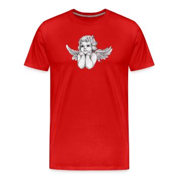 Petit ange chérubin rêveur - T-shirt bio Premium Homme - rouge - Devant - Damien (186cm)