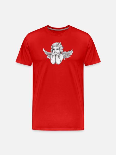 Kleine träumerische Engel-Putte - Männer Premium Bio T-Shirt - Rot