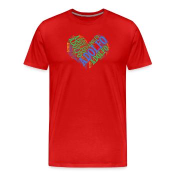 t-shirt Adolfo coeur nuage de mots t-shirt - T-shirt bio Premium Homme - rouge - Devant - Damien (186cm)