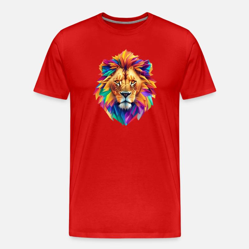 Löwenkopf - Männer Premium Bio T-Shirt - Rot