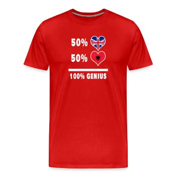 Albanie et Grande-Bretagne 100% Genius Flag - T-shirt bio Premium Homme - rouge - Devant - Damien (186cm)