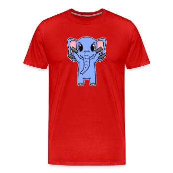 Elephant Dumbbell Training Strength Training Fitness - T-shirt bio Premium Homme - rouge - Devant - Damien (186cm)