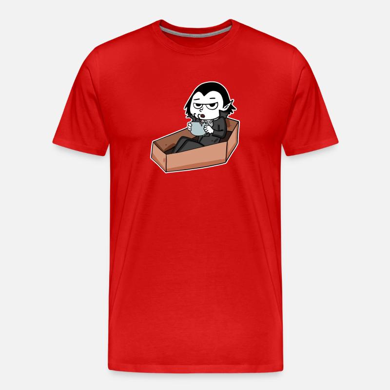 Vampire drinks coffee - Men's Premium Organic T-Shirt - red