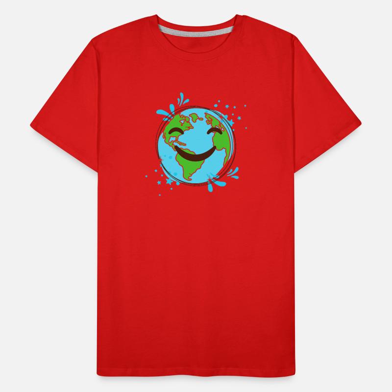 Smiling Earth design cheerful globe Men's Premium Organic T-Shirt