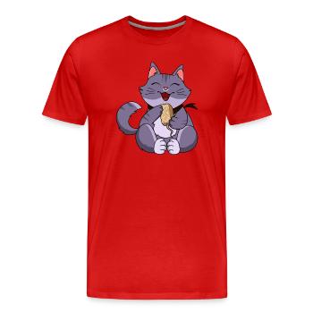 Gierige Lila Katze - Männer Premium Bio T-Shirt - Rot - Vorne - Damien (186cm)