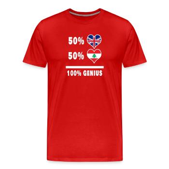 Libanon und Großbritannien 100% Genius Flagge - Männer Premium Bio T-Shirt - Rot - Vorne - Damien (186cm)