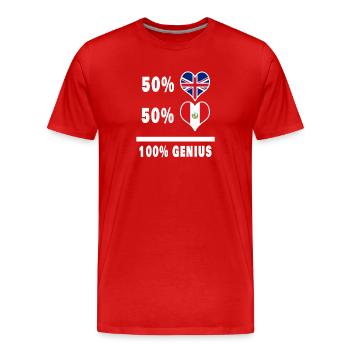 Pérou et Grande-Bretagne 100% Genius Flag - T-shirt bio Premium Homme - rouge - Devant - Damien (186cm)