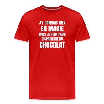 chocolat, chocolat humour, manger du chocolat - T-shirt bio Premium Homme - rouge - Devant - Damien (186cm)
