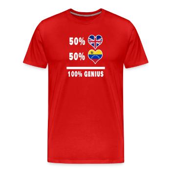 Venezuela und Großbritannien 100% Genius Flagge - Männer Premium Bio T-Shirt - Rot - Vorne - Damien (186cm)