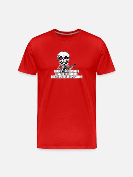 Skeleton with guitar DEATH METAL - Men's Premium Organic T-Shirt - red