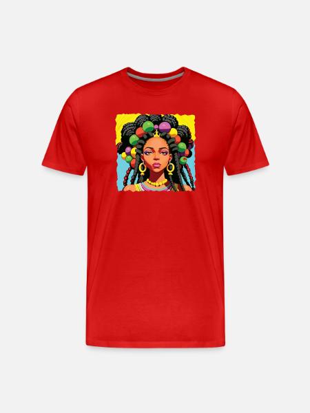 Black woman with dreadlocks - Men's Premium Organic T-Shirt - red