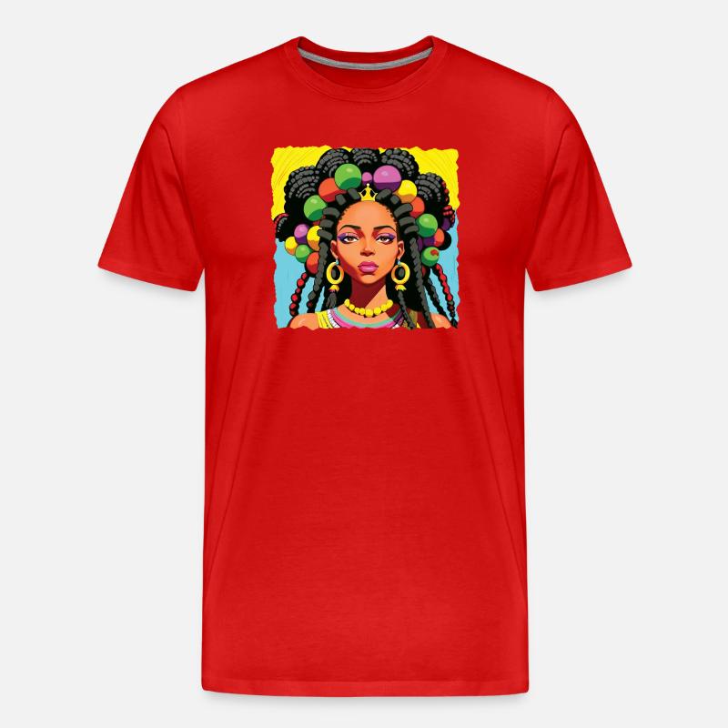 Schwarze Frau mit Dreadlocks - Männer Premium Bio T-Shirt - Rot