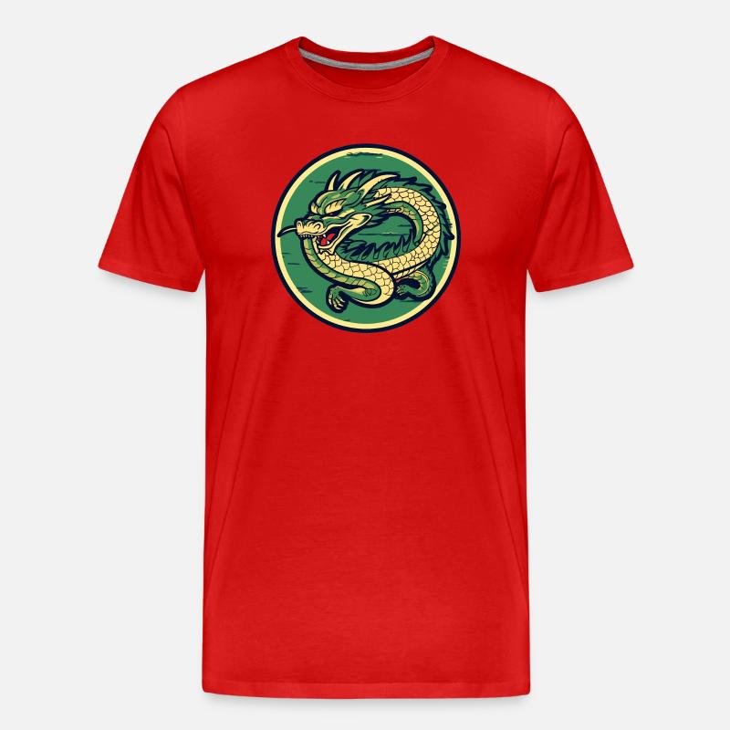 Dragon Crest Circle Patch - Männer Premium Bio T-Shirt - Rot