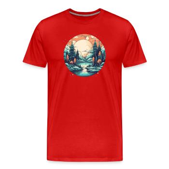 Moonlight Forest by the Lake - Men's Premium Organic T-Shirt - red - Front - Damien (186cm)