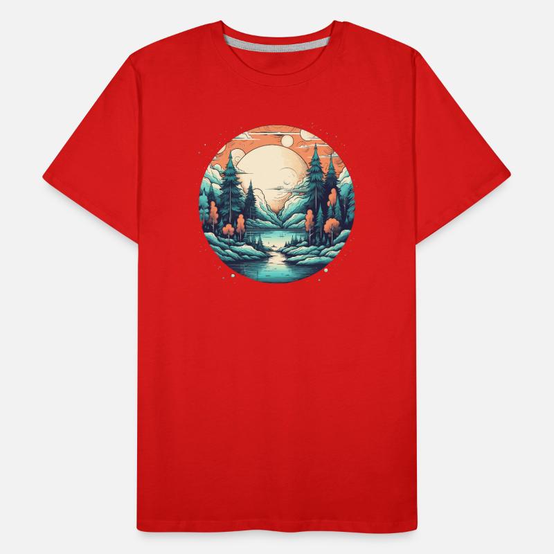 Moonlight Forest by the Lake Men's Premium Organic T-Shirt