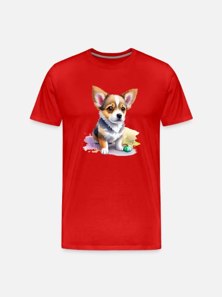 cute dog - Men's Premium Organic T-Shirt - red