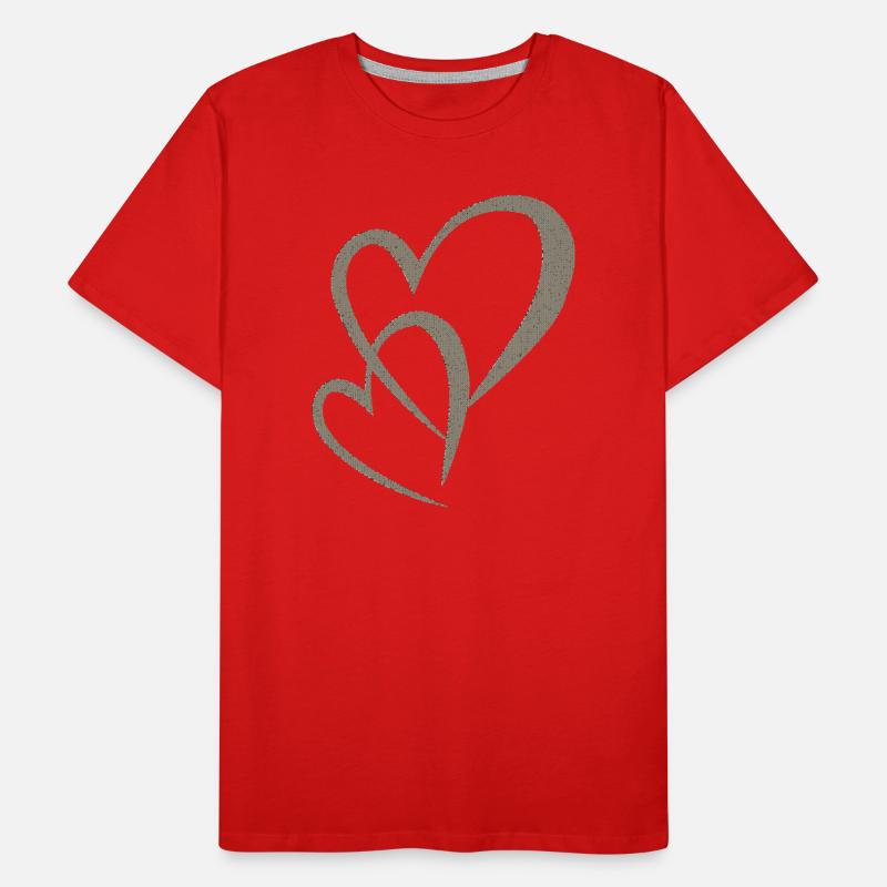 herzen doppelt gewebe Männer Premium Bio T-Shirt