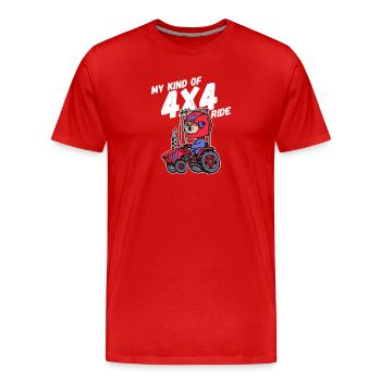 Traktor Jungbauer Landleben Statement Fahrzeug - Männer Premium Bio T-Shirt - Rot - Vorne - Damien (186cm)