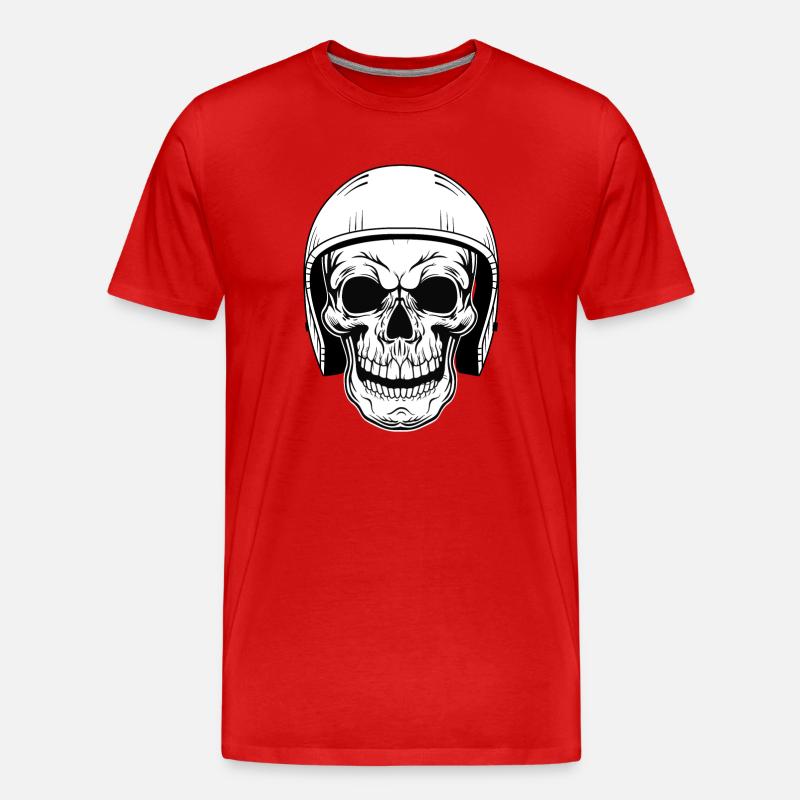BIKER SCHÄDEL - Männer Premium Bio T-Shirt - Rot