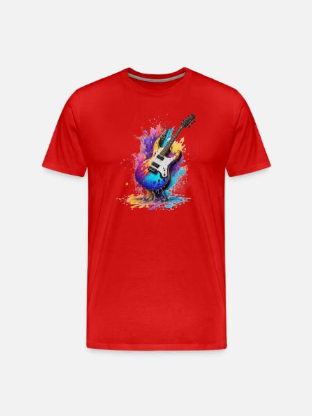 Gitarre - Männer Premium Bio T-Shirt - Rot