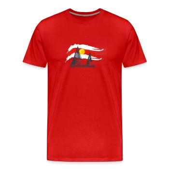 Ezidxan 74 - Männer Premium Bio T-Shirt - Rot - Vorne - Damien (186cm)